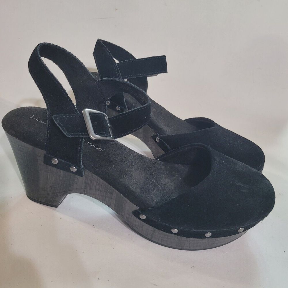 House Of Harlow 1960 Black Suede Leather Cherub Clogs Size 9
